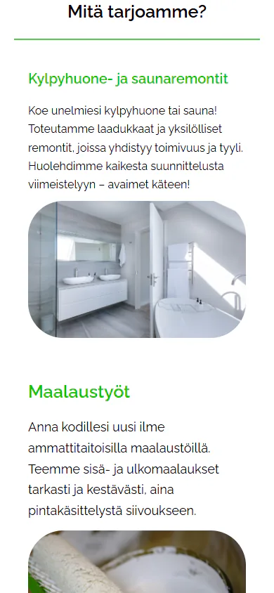 Palvelut puhelimella allekkain kuvineen